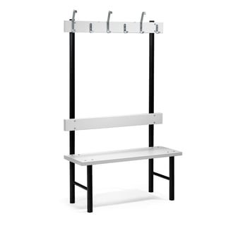 Istuinpenkki STADIUM, yksipuolinen, koukkulista, 6 koukkua, 1000x400x1600 mm, harmaa