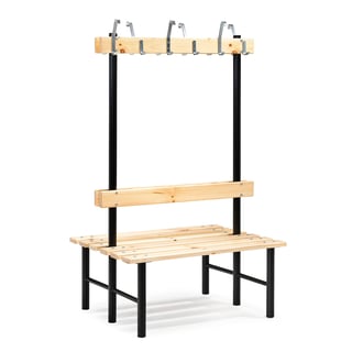 Dubbele bank STADIUM met kapstok, 1000 x 780 x 1600 mm, 12 haken