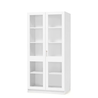 Stór skrifstofuskápur með glerhurðum: Hvítur: D470 mm
