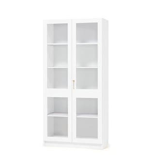 Materialskap THEO med hele glassdører, H2100 B1000 D320 mm, hvit