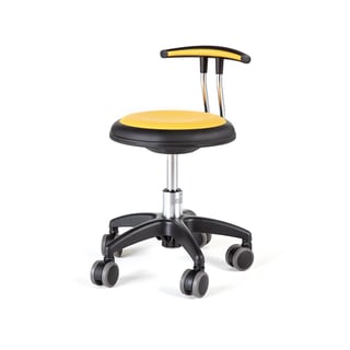 Mobile work stool STAR, H 300-380 mm, yellow