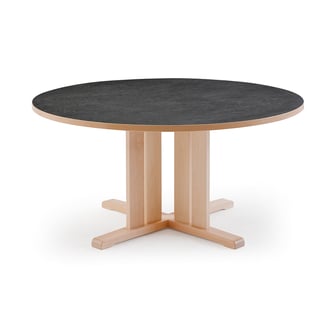 Borð Kupol, Ø1300x720 mm, hljóðdempandi, linóleum, dökkgrátt