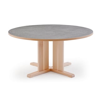 Stalas KUPOL, apvalus, Ø1300x720 mm, beržas/pilkas linoleumas