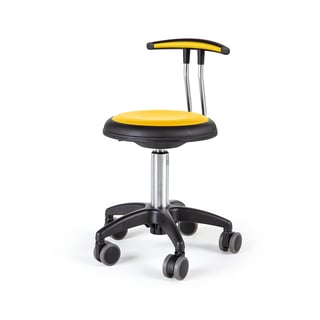 Mobile work stool STAR, H 380-480 mm, yellow