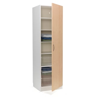 Vaatekaappi, oikea, 600x600x2100mm, valkoinen, koivu
