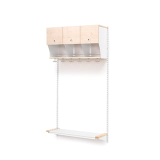 Garderobe JEPPE, kles-/skohylle m/dør, H1790 B900 mm, grunnseksjon, bjør