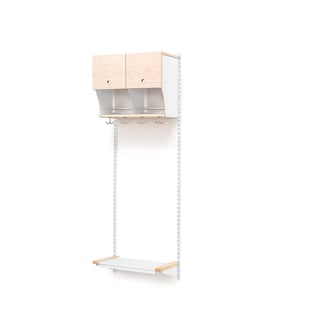 Vaatenaulakko JEPPE, 2 ovellista lokeroa, perusosa, 600x1800 mm, koivu, valk
