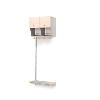 Cloakroom unit JEPPE with doors, add-on unit, 600x1800 mm, birch, alu