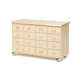 Apothekerkommode im Vintage-Look, 16 Schubladen, Griff mit Etikettenhalter, Birke