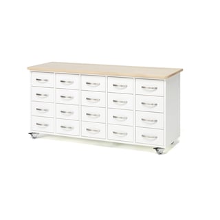 Mobile merchant chest, 20 drawers, bow handle, white