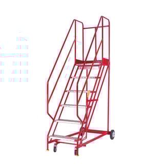 Mobile steps STEPTEK, 6 treads, H 1500 mm, aluminium