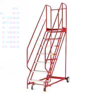 Mobile steps STEPTEK, 7 treads, H 1750 mm, aluminium