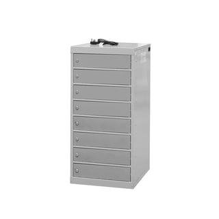 Charging laptop cabinet, 8 doors, 1000x500x500 mm, grey