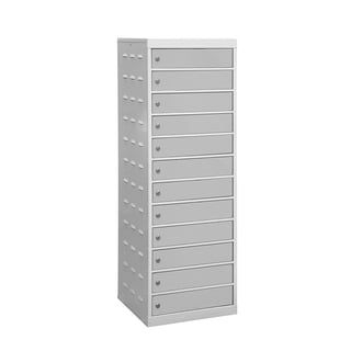 Charging laptop cabinet, 12 doors, 1460x500x500 mm, grey