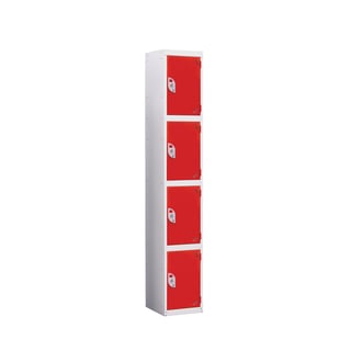 Wet area locker, 4 doors, 1800x300x300 mm, red