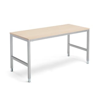 Työpöytä OPTION, 1600x700x720-900 mm, koivu, hopeanharmaa