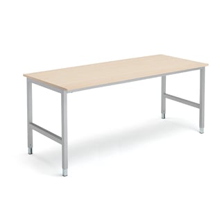 Arbeitstisch OPTION, 1800x800x720-900 mm, Birke, silber