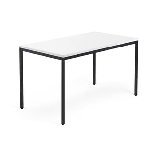Bureau QBUS, 1400 x 800 mm, 4-pootsframe, zwart frame, wit