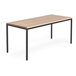 Pisalna miza QBUS, 4 noge, 1800x800 mm, črno ogrodje, hrast