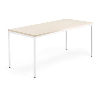 Skrivebord QBUS, L1800 B800 H740 mm, hvit/bjørk