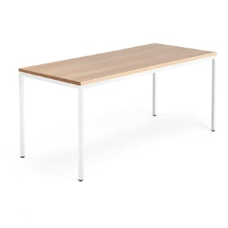 Pisalna miza QBUS, 4 noge, 1800x800 mm, belo ogrodje, hrast