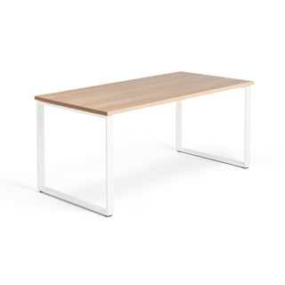 Kancelársky pracovný stôl QBUS, O-rám, 1600x800 mm, dub/biela