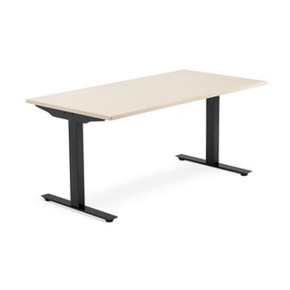 Skrivbord MODULUS, t-stativ, 1600x800 mm, svart, björk