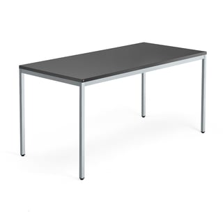 Konferencebord QBUS, 1600x800 mm, stel med 4 ben, sølv stel, sort