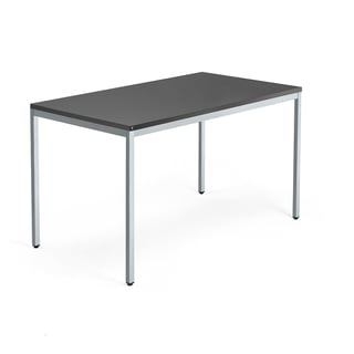 Skrivebord QBUS, L1400 B800 H740 mm, sølvgrå/svart