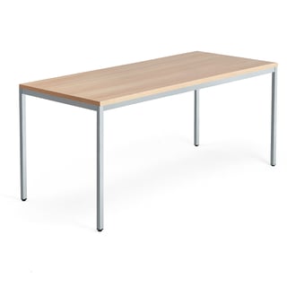 QBUS radni stol, postolje s 4 noge,  1800x800 mm, sivo postolje, hrast