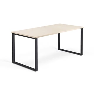 QBUS radni stol, kvadratno postolje, 1600x800 mm, crno postolje, breza