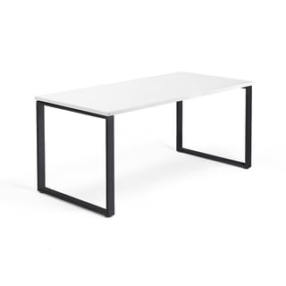 Bureau QBUS, 1600 x 800 mm, O-frame, zwart frame, wit