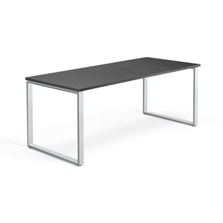 Skrivbord QBUS, O-stativ, 1800x800 mm, silver, svart