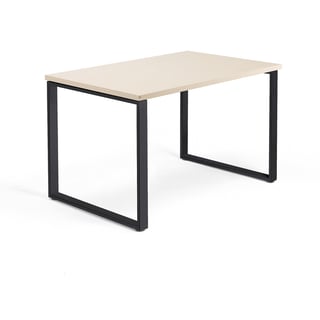 Schreibtisch QBUS, O-Gestell, 1200 x 800 mm, schwarz/Birke