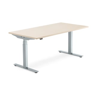 Standing desk MODULUS, 1600x800 mm, silver frame, birch