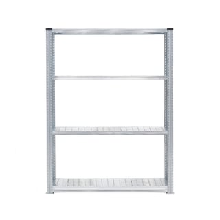 Galvanised shelving TRANSFORM, basic unit, 4 shelves, 1972x1200x400 mm