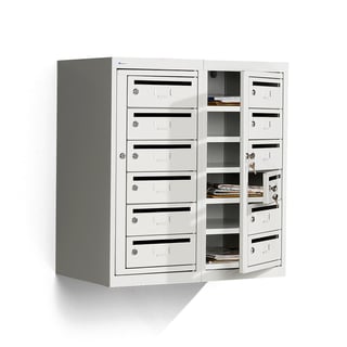 Ormar za poštu, 12 pretinaca, zidni model, 820 x 760 x 450 mm, siva