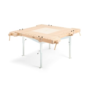 4 person carpenter's workbench with gas adjustment, 1600x1600 mm, beech