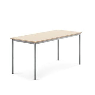 Desk BORÅS, 1600x700x720 mm, birch laminate, alu grey