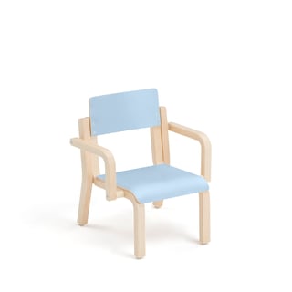 Children's chair DANTE with armrests, H 260 mm, birch, blue laminate