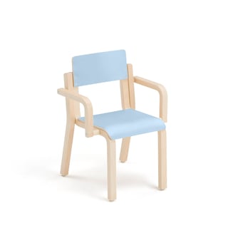 Children's chair DANTE with armrests, H 310 mm, birch, blue laminate