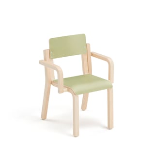Stol DANTE, med armstöd, höjd: 310 mm, laminat, björk/grön