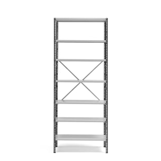 Regał POWER, moduł podstawowy, 2500x1010x400 mm, ciemnoszary