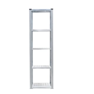 Galvanised shelving TRANSFORM, basic unit, 5 shelves, 2500x600x600 mm