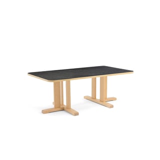 Table KUPOL, rectangular, 1400x800x500 mm, dark grey linoleum, birch