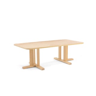 Stalas KUPOL, užapvalintais kampais, L1600 mm, beržas/beige linoleumas