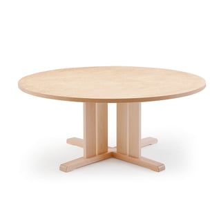 Stalas KUPOL, apvalus, Ø1300x600 mm, beržas/beige linoleumas