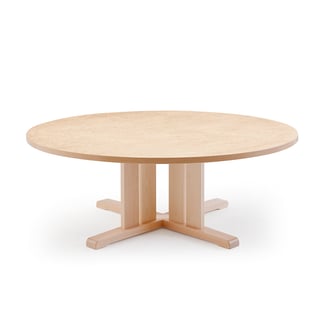 Stalas KUPOL, apvalus, Ø1300x500 mm, beržas/beige linoleumas