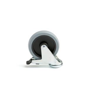 Otočné gumené koliesko s brzdou, 100x25 mm, nosnosť 55 kg