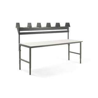 Komplet, radni stol CARGO 2400 x 750 mm, gornja polica + 2 nosača za kutije